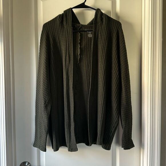 American Eagle Outfitters Sweaters - Plush waffle knit open hooded cardigan small